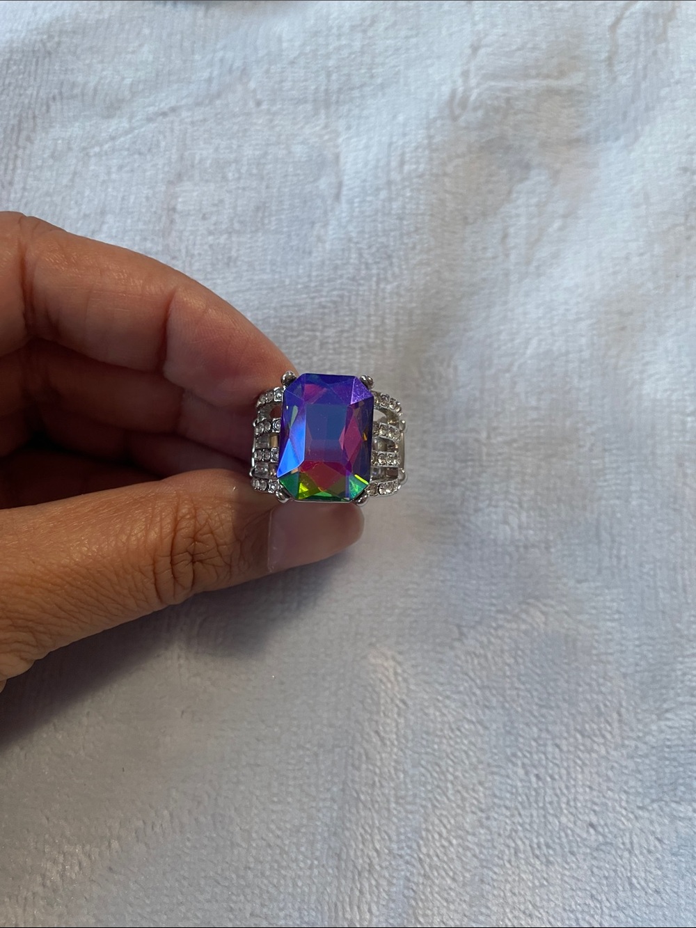 Mystic Aurora Rectangular Statement Ring - Multicolor